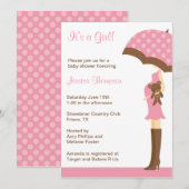Pink Umbrella Baby Shower invitations (Devant / Derrière)