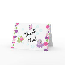 Pink under the sea thank you cards.
