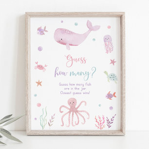 Pink Under the Zee Verjaardagsraad Hoeveel spel Poster