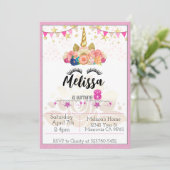 Pink Unicorn 8 Anniversaire invitation (Debout devant)
