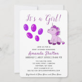 Pink Unicorn Baby Girl Shower Invitation Card (Devant)