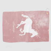 Pink Unicorn personnalisé serviette de golf (Horizontal)