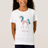 Pink unicorn schattig kinder naammeisje t-shirt (Voorkant)