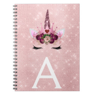 Pink Unicorn Sparkle Princess Monogram Name Notitieboek