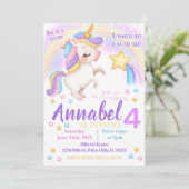 Pink unicorne arc-en-ciel invitation Anniversaire (Debout devant)