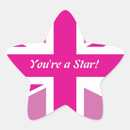 Pink Union Jack  Star Ornament Ster Sticker (Voorkant)