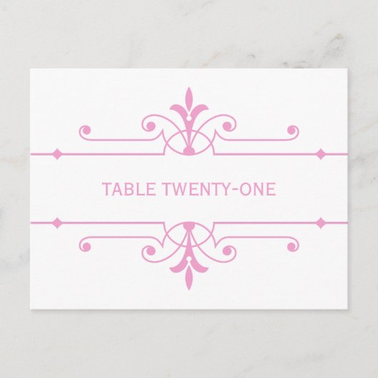 Pink v2 Fancy Ornamo Numéro de table Carte postale (Devant)