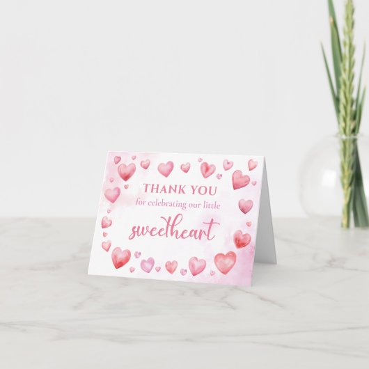 Pink Valentine amour Carte de remerciements d'anni (Devant)