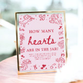 Pink Valentine Guess How Many Hearts Baby Shower  Poster