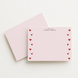 Pink Valentine Heart Border Note Card Kaart