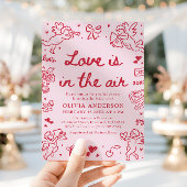 Pink Valentine Love is in the Air Bridal Shower Kaart