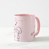 Pink Valentine’s Day Monogram Coffee Mug (Devant droit)