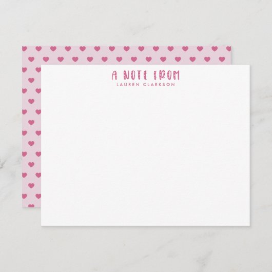Pink  Valentine’s Day Note Card Kaart (Voorkant / Achterkant)