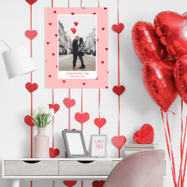 Pink Valentine’s Day photo poster with red hearts Perfect Poster