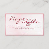 Pink Valentine TeddyBear Baby Shower Diaper Raffle Informatiekaartje (Voorkant)