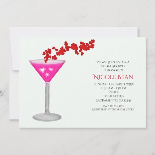 Pink Valentine's Day Cocktail Party Invitations (Devant)