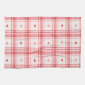 Pink Valentine's Day Romantic Plaid Heart Pattern Theedoek (Horizontaal)