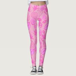 Pink Valentine's Pattern Leggings