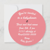 Pink ventre mignon invitation baby shower (Dos)