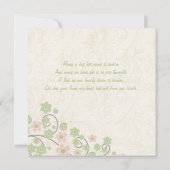 Pink vert floral en memoriam photo carte plat (Dos)