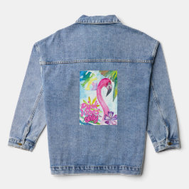 Pink Vibes Only – Pink Flamingo Denim Jacket