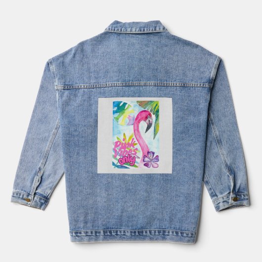 Pink Vibes Only – Pink Flamingo Denim Jacket (Achterkant)
