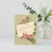 Pink Vintage Fleurs Bible Verse Carte postale (Debout devant)