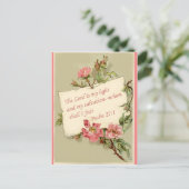 Pink Vintage Fleurs Bible Verse Carte postale (Debout devant)