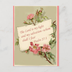 Pink Vintage Fleurs Bible Verse Carte postale