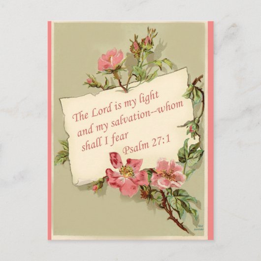 Pink Vintage Fleurs Bible Verse Carte postale (Devant)