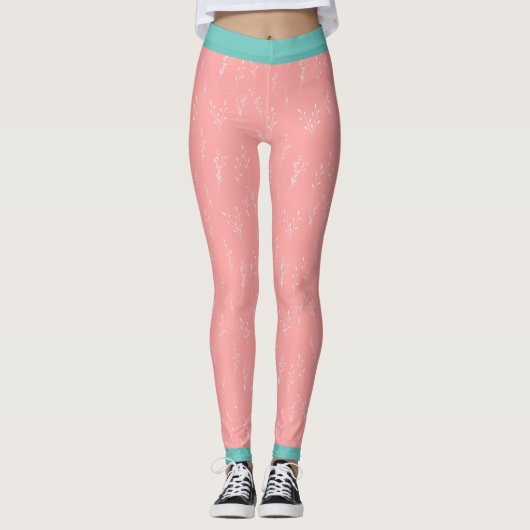 Pink Vintage Fleurs Fitness Leggings (Devant)