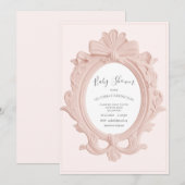 Pink Vintage Frame Baby Shower Kaart (Voorkant / Achterkant)