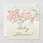 Pink Vintage Joli Floral Bébé Douche Invitations (Dos)