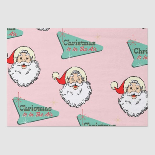 Pink Vintage Retro Santa Tissuepapier (Voorkant)
