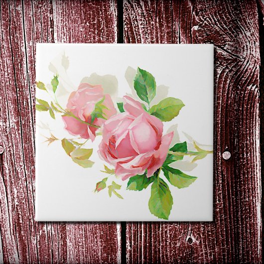 Pink vintage roses tegeltje
