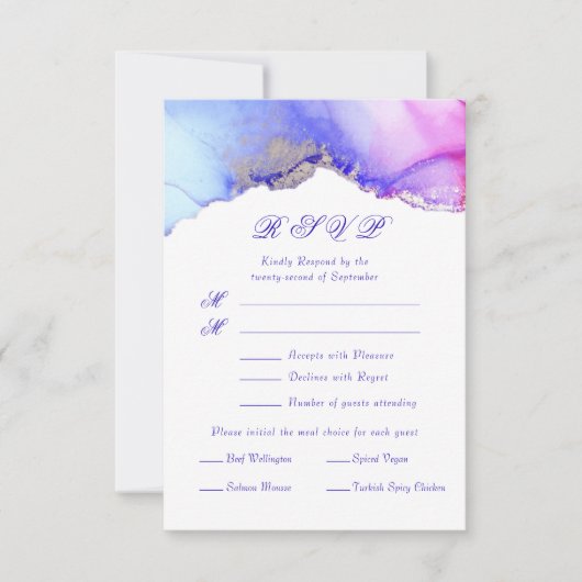 Pink violet Abstrait mariage carte RSVP (Devant)