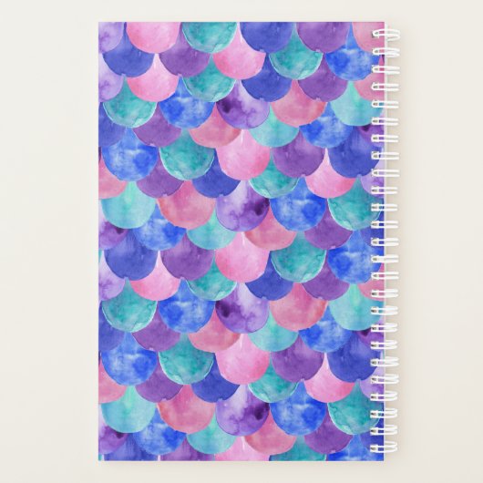 Pink violet bleu Aquarelle Échelle de sirène Monog (Dos)