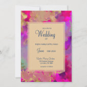 Pink+violet+bleu+vert encre invitations mariage (Devant)