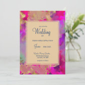 Pink+violet+bleu+vert encre invitations mariage (Debout devant)