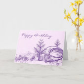 Pink violet hiver scène joyeuse carte d'anniversai (Fleur jaune)