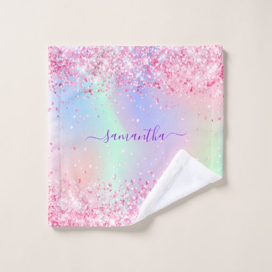 Pink violet nom holographique fille (Gant de toilette)