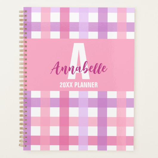 Pink violet pastel Monogram En vichy Motif (Devant)