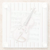 Pink Violin Music Sheet Glazen Onderzetter (Achterkant)