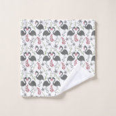 Pink Vlingo seamless pattern flowers, leaves Bad Handdoek (Wasdoekje)