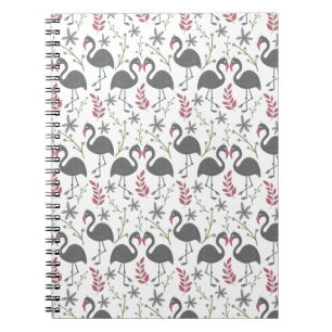 Pink Vlingo seamless pattern flowers, leaves Notitieboek