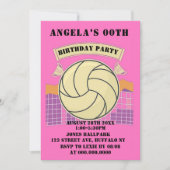 Pink Volleyball Birthday Party Invites (Voorkant)