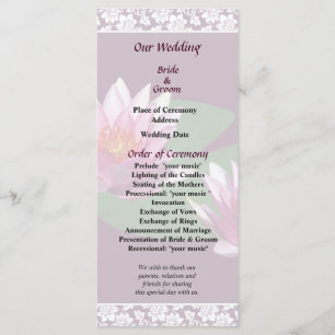 Pink Water Lilies Wedding Programme Programma