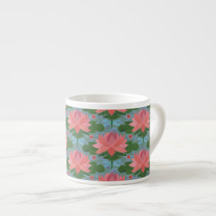 Pink Water Lys and Dragonflies Espresso Mug