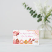 Pink Watercolor Bakery Business Card  Visitekaartje (Staand voorkant)