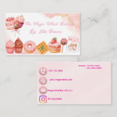 Pink Watercolor Bakery Business Card  Visitekaartje (Voorkant / Achterkant)